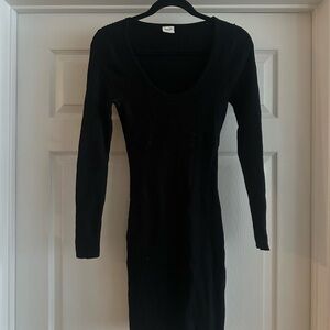 Abercrombie & Fitch Black Long Sleeve Ribbed Bodycon Dress